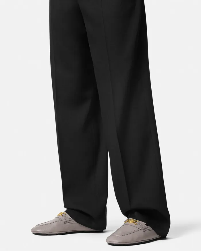 Loafers and Slippers Men Versace Villa Driver Shoes Gray
