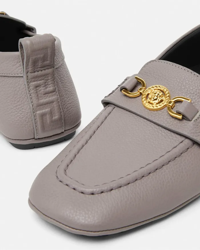Loafers and Slippers Men Versace Villa Driver Shoes Gray