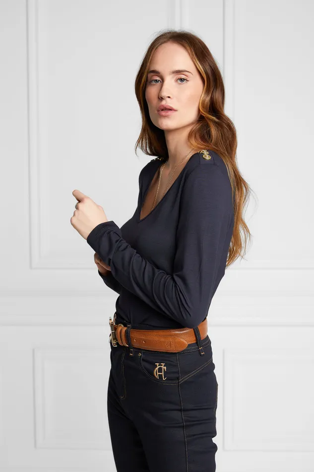 Long Sleeve VNeck Tee Ink Navy Women Holland Cooper Tees