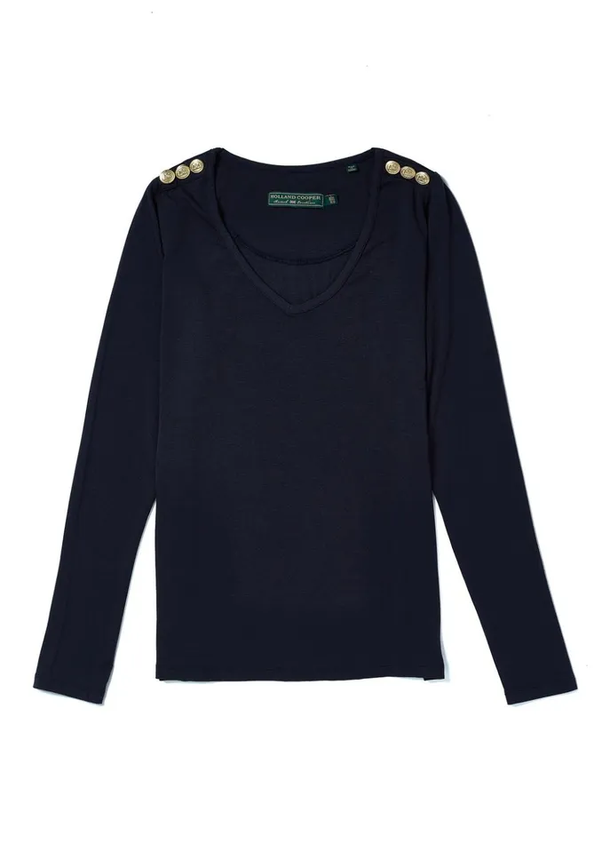 Long Sleeve VNeck Tee Ink Navy Women Holland Cooper Tees