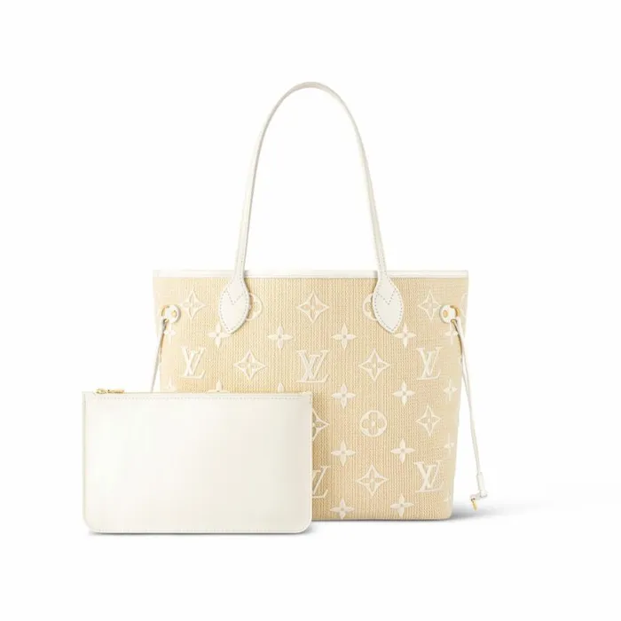 Louis Vuitton M22839 Neverfull MM Lotus Cotton White Beige 8211 Louis Vuitton Handbag Store Women Louis Vuitton Neverfull Bag
