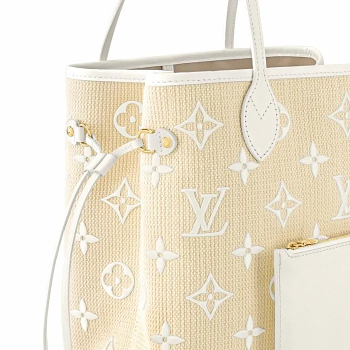 Louis Vuitton M22839 Neverfull MM Lotus Cotton White Beige 8211 Louis Vuitton Handbag Store Women Louis Vuitton Neverfull Bag