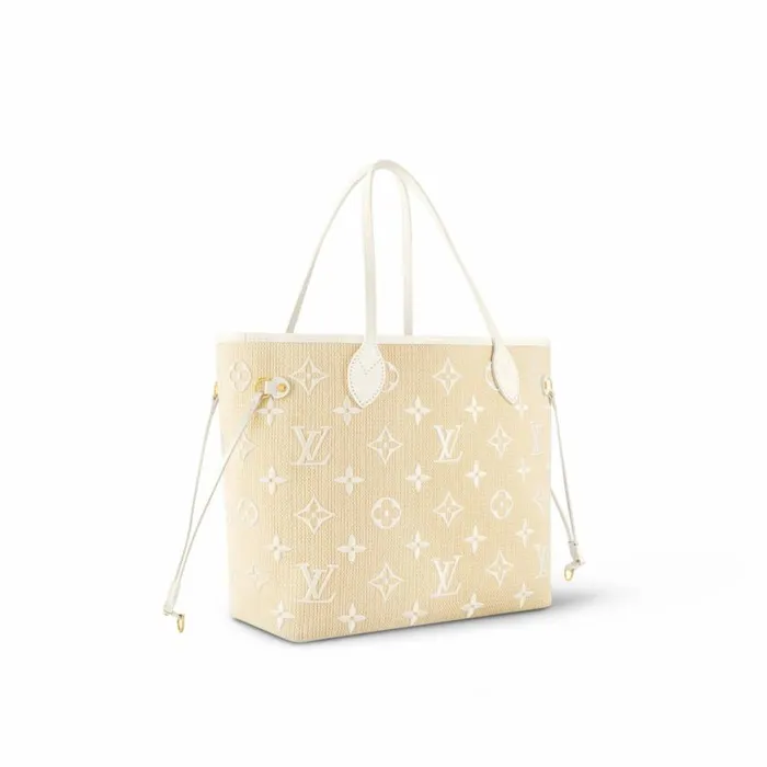 Louis Vuitton M22839 Neverfull MM Lotus Cotton White Beige 8211 Louis Vuitton Handbag Store Women Louis Vuitton Neverfull Bag