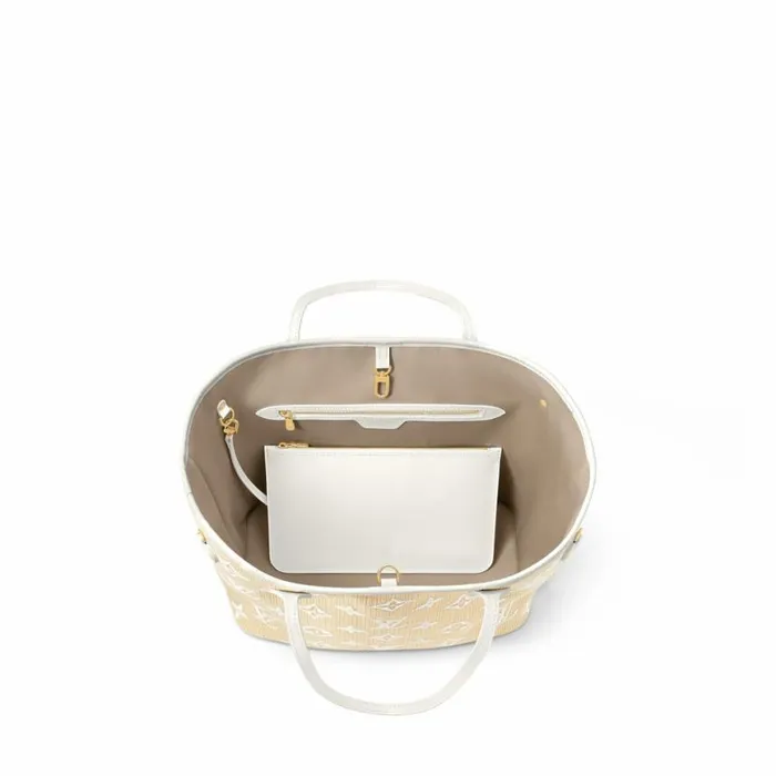 Louis Vuitton M22839 Neverfull MM Lotus Cotton White Beige 8211 Louis Vuitton Handbag Store Women Louis Vuitton Neverfull Bag