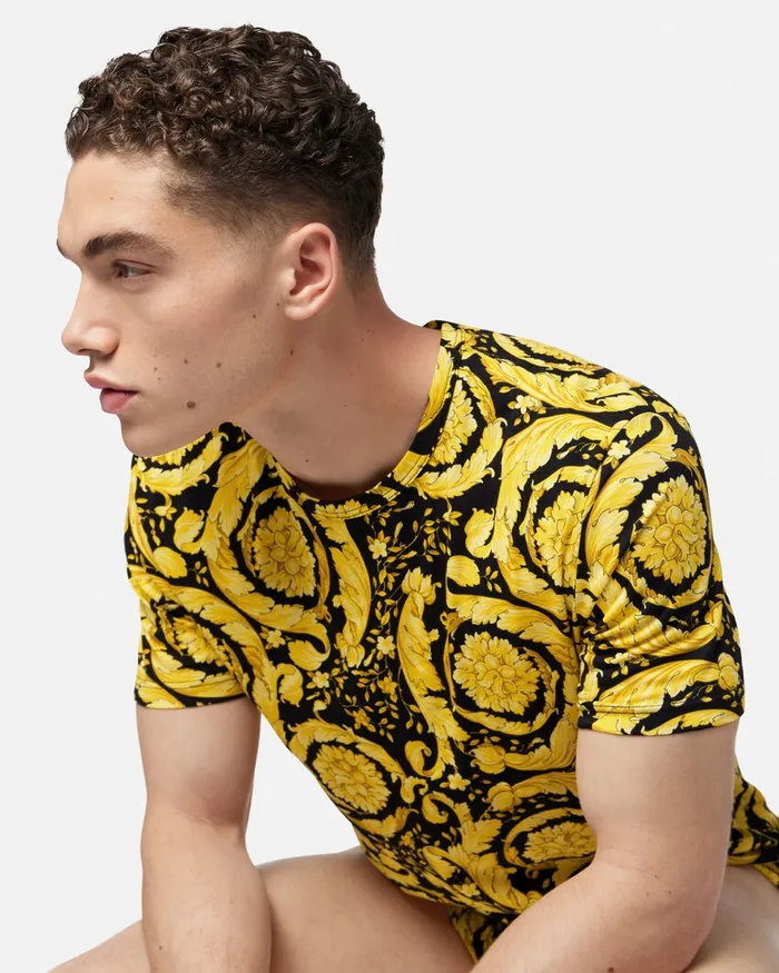 Loungewear and Pajamas Men Versace Barocco Undershirt Black