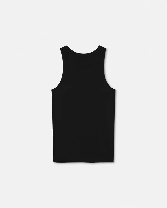 Loungewear and Pajamas Men Versace Logo Ribbed Tank Top Black