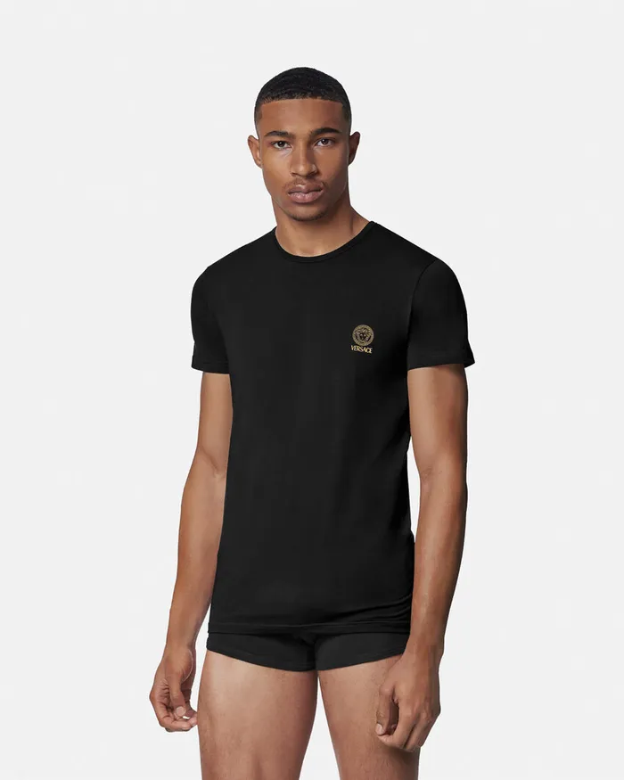 Loungewear and Pajamas Men Versace Medusa Undershirt 2Pack Black
