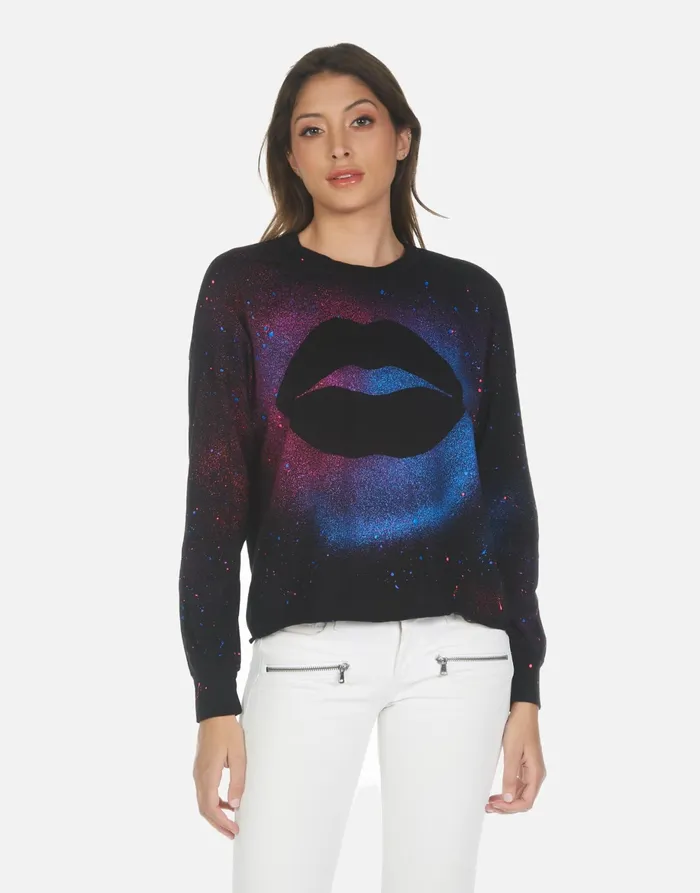 Luella Galaxy Lip Black Galaxy Splatter Women039s Lauren Moshi Long Sleeve