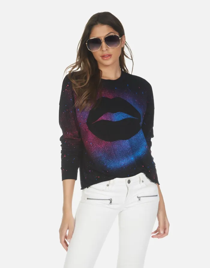 Luella Galaxy Lip Black Galaxy Splatter Women039s Lauren Moshi Long Sleeve
