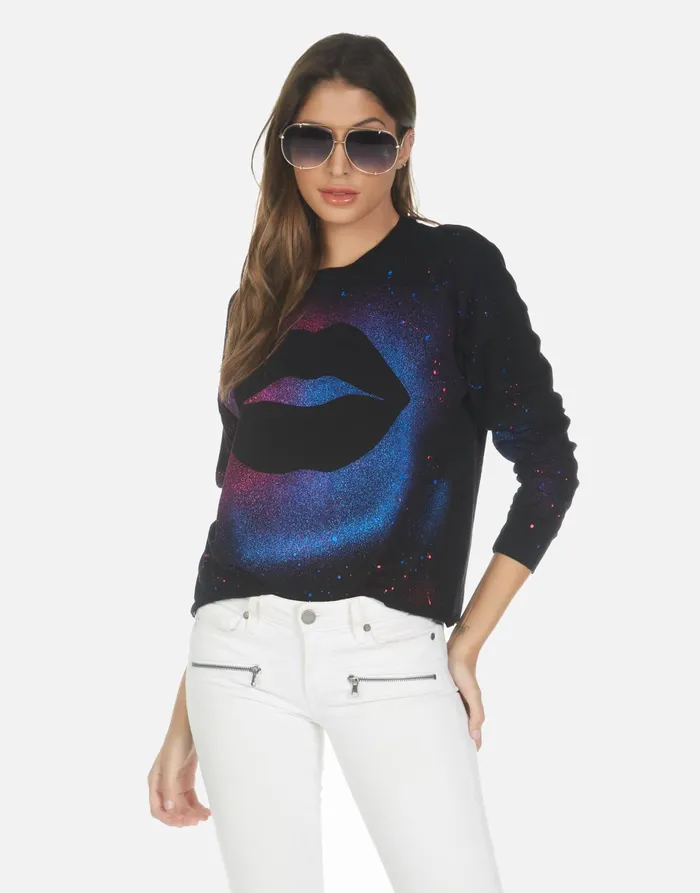 Luella Galaxy Lip Black Galaxy Splatter Women039s Lauren Moshi Long Sleeve