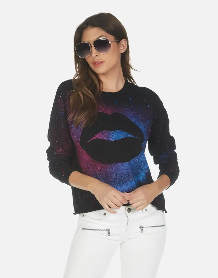 Luella Galaxy Lip Black Galaxy Splatter Women039s Lauren Moshi Long Sleeve