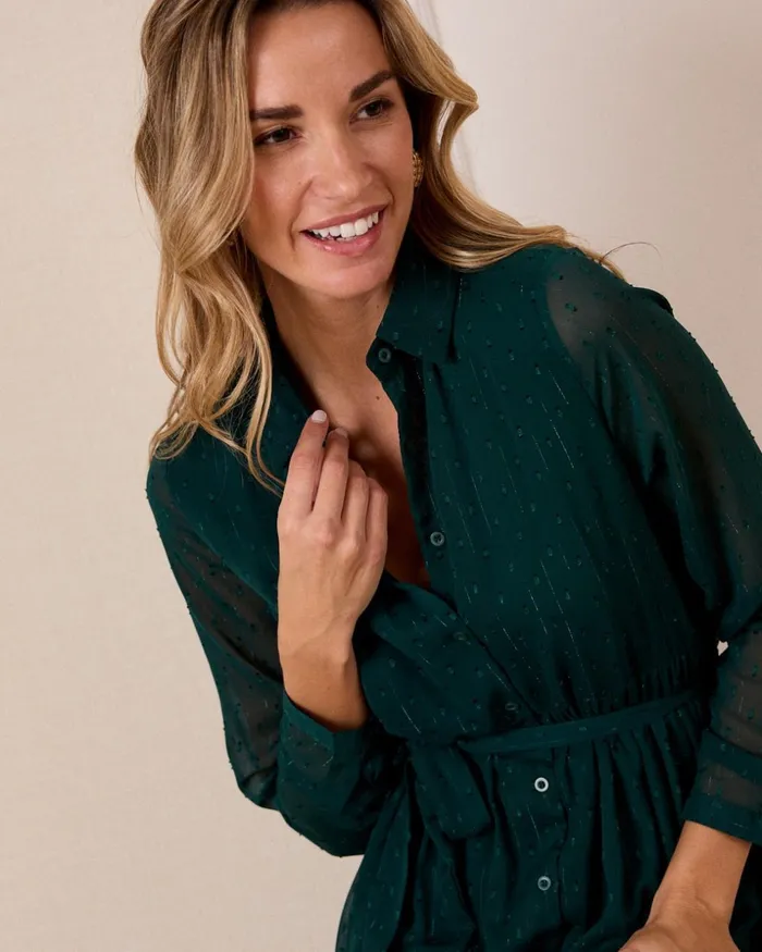 Lurex Geranium Dress Green Forest Women Polin Et Moi Dresses And Jumpsuits
