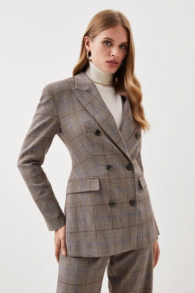 Lydia Millen Tailored Check Double Breasted Blazer Multi Women Karen Millen Coats and Jackets