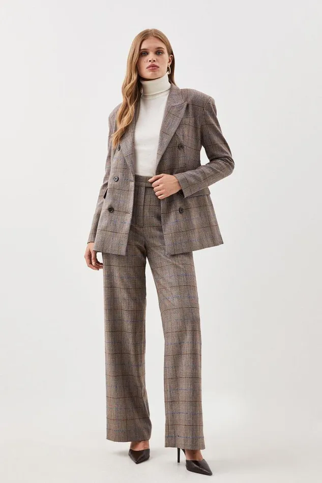 Lydia Millen Tailored Check Double Breasted Blazer Multi Women Karen Millen Coats and Jackets