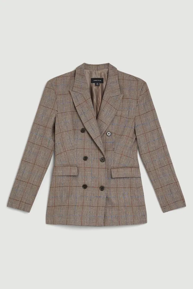 Lydia Millen Tailored Check Double Breasted Blazer Multi Women Karen Millen Coats and Jackets