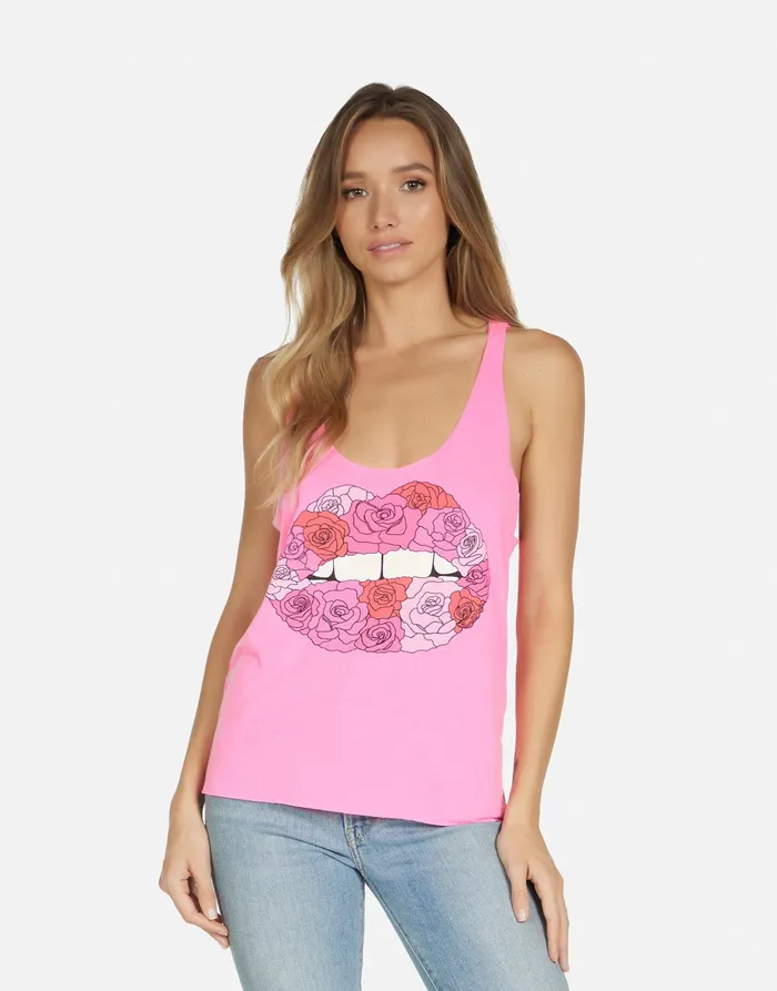 Maisie Rose Lip Neon Pink Women039s Lauren Moshi Tanks