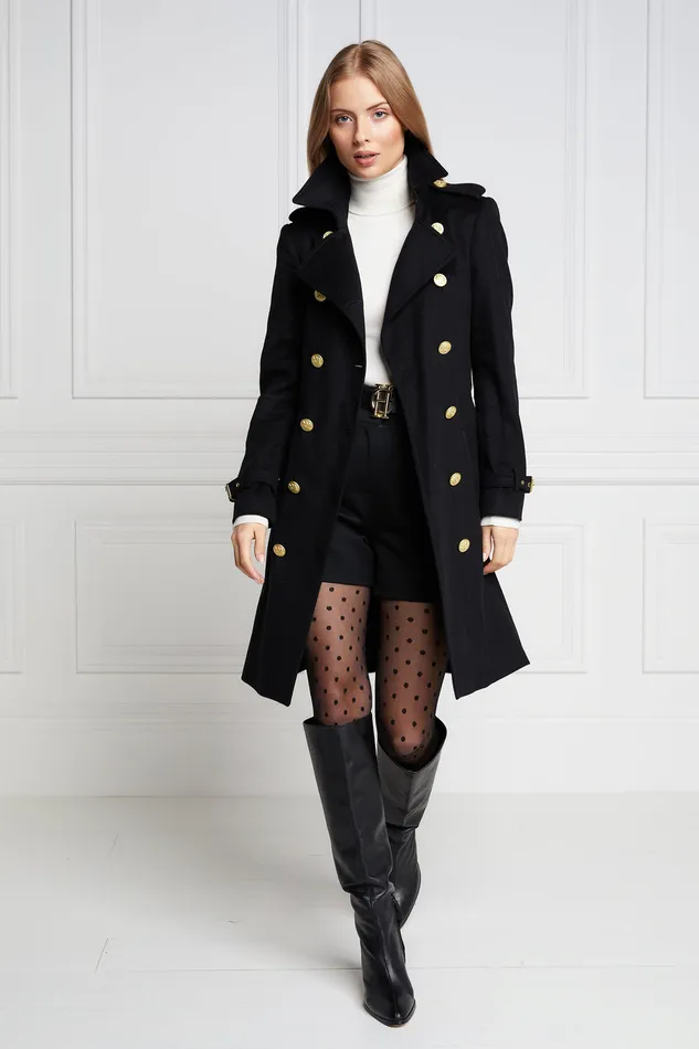 Marlborough Trench Coat Soft Black Women Holland Cooper Coats