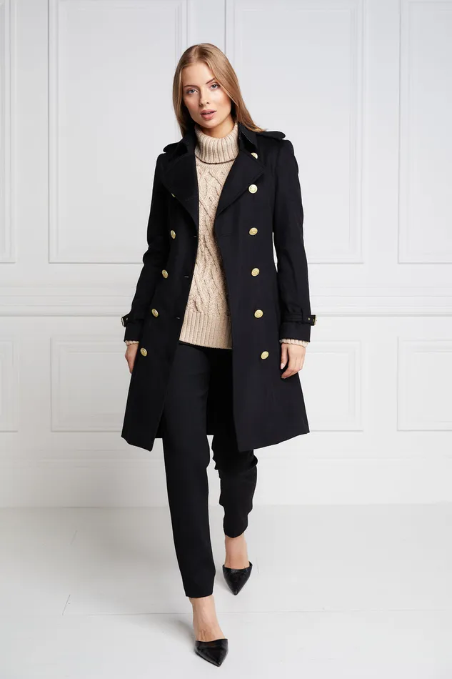 Marlborough Trench Coat Soft Black Women Holland Cooper Coats
