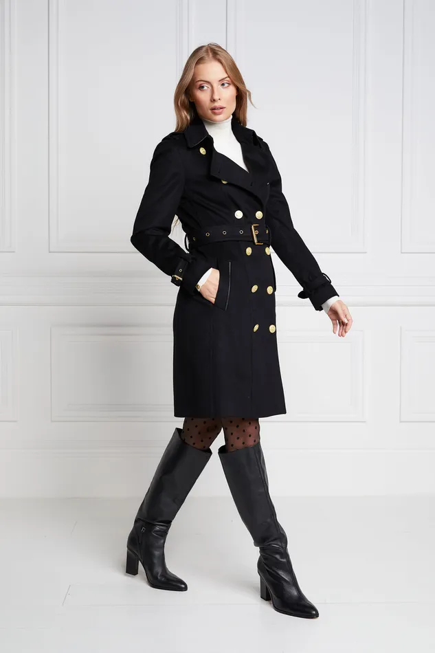 Marlborough Trench Coat Soft Black Women Holland Cooper Coats