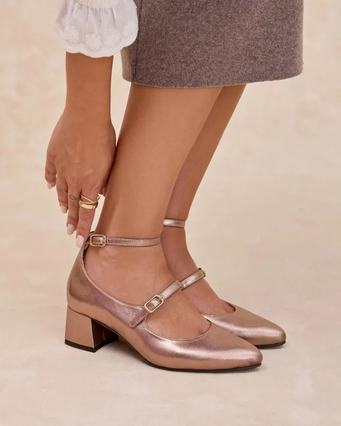 Mary Jane Double Corvina Bronze Women Polin Et Moi Heels