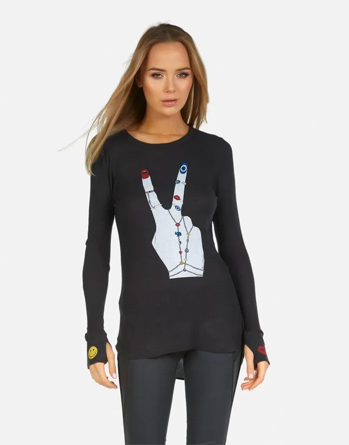 McKinley Peace Hand Elements Onyx Women039s Lauren Moshi Long Sleeve
