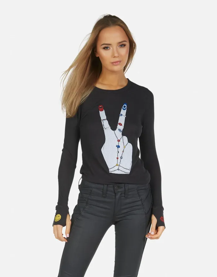 McKinley Peace Hand Elements Onyx Women039s Lauren Moshi Long Sleeve