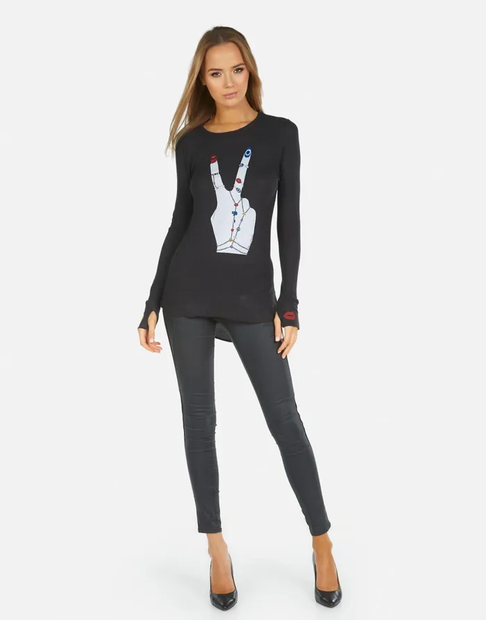 McKinley Peace Hand Elements Onyx Women039s Lauren Moshi Long Sleeve