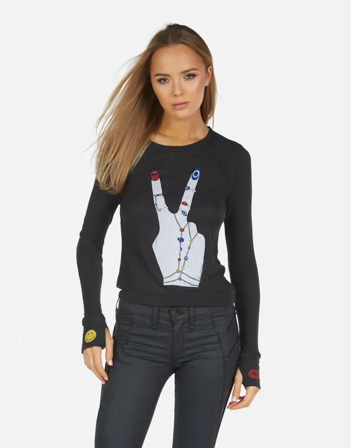 McKinley Peace Hand Elements Onyx Women039s Lauren Moshi Long Sleeve
