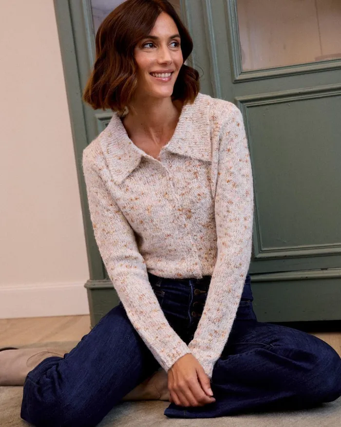 Melissa039 Knitted Cardigan Stone Women Polin Et Moi Cardigans And Sweaters Melissa039 Knitted Cardigan Stone Women Polin Et Moi Cardigans And Sweaters