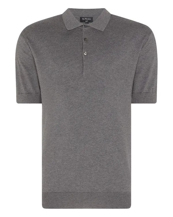 Men 007 Short Sleeve Cotton Cashmere Polo T ShirtIn Smoke Grey Smoke Grey NPeal Polos and Tshirts