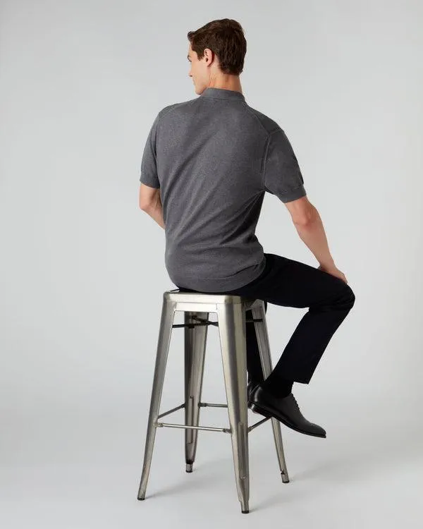 Men 007 Short Sleeve Cotton Cashmere Polo T ShirtIn Smoke Grey Smoke Grey NPeal Polos and Tshirts