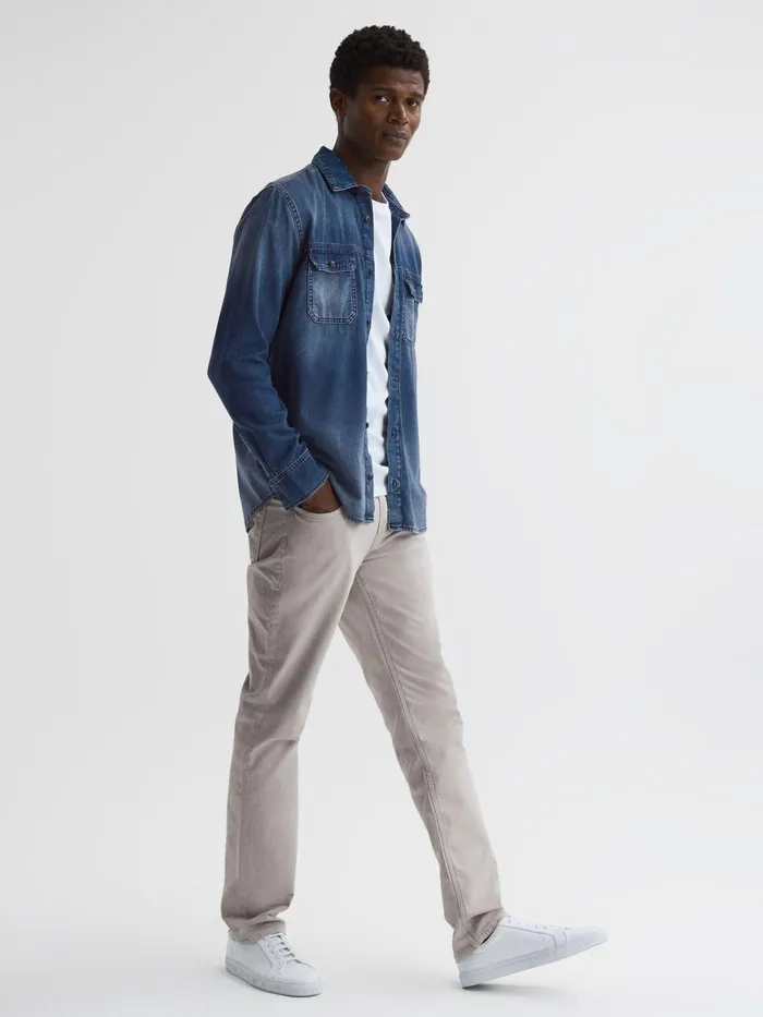 Men Abraham Paige Denim Long Sleeve Shirt Kyson Reiss Shirts