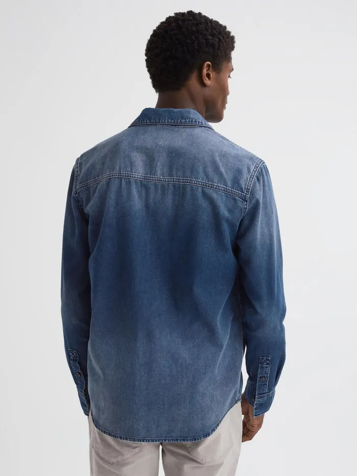 Men Abraham Paige Denim Long Sleeve Shirt Kyson Reiss Shirts