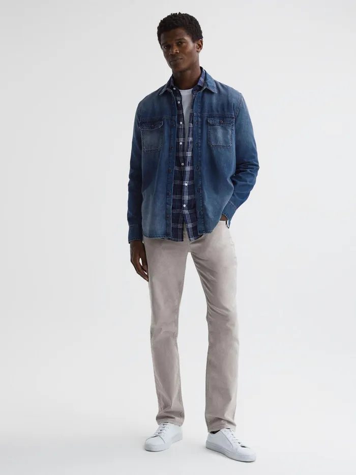 Men Abraham Paige Denim Long Sleeve Shirt Kyson Reiss Shirts