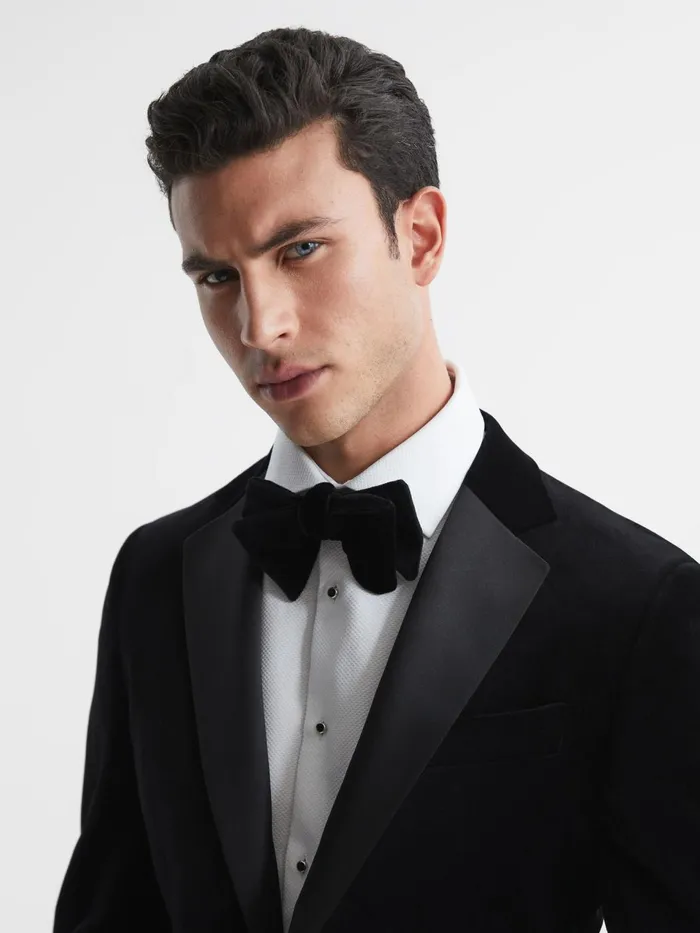 Men Ace Single Breasted Velvet Blazer Black Reiss Blazers