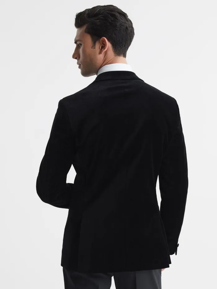 Men Ace Single Breasted Velvet Blazer Black Reiss Blazers