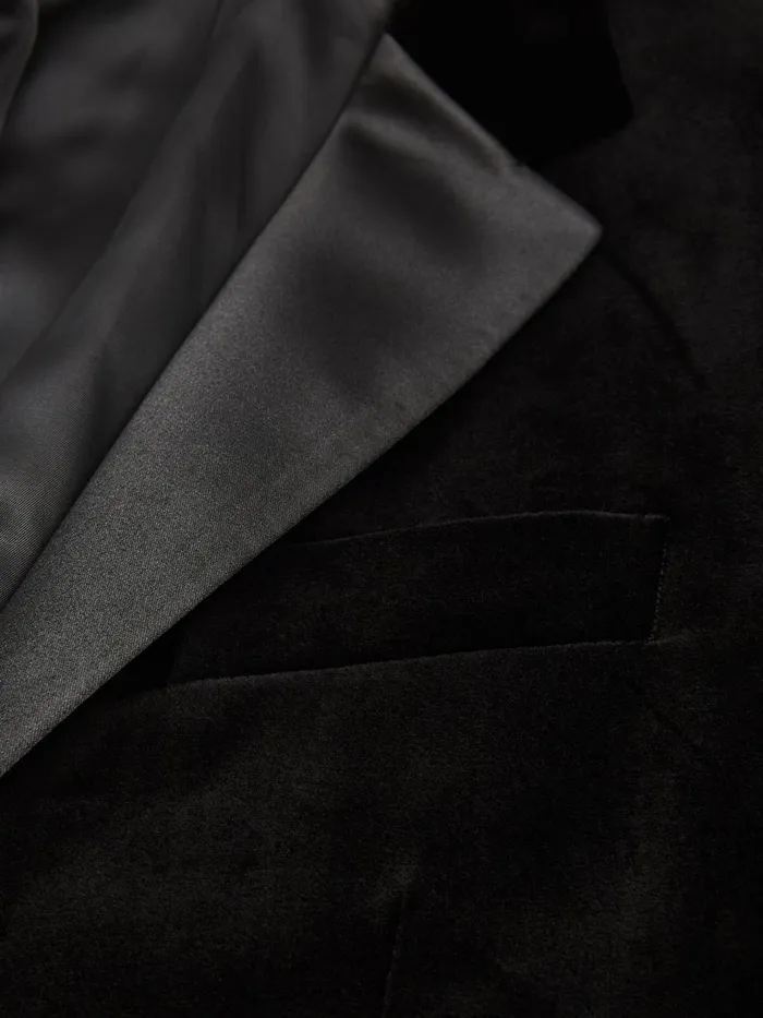 Men Ace Single Breasted Velvet Blazer Black Reiss Blazers