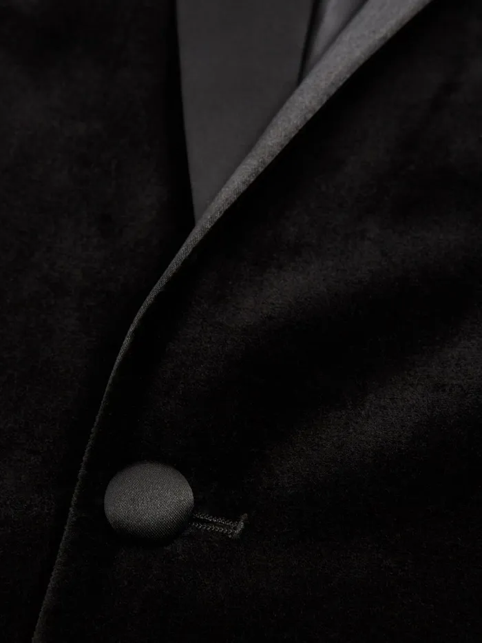 Men Ace Single Breasted Velvet Blazer Black Reiss Blazers