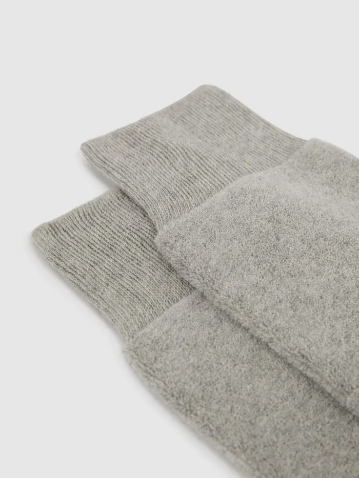 Men Alers Cotton Blend Terry Towelling Socks Grey Melange Reiss Socks and Underwear