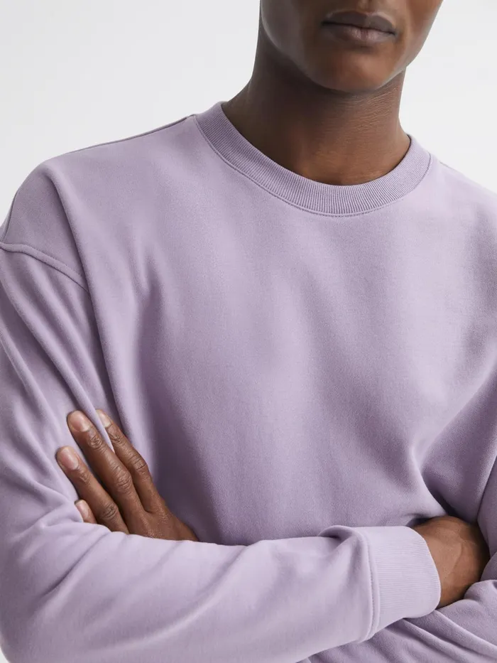 Men Alistar Oversized Garment Dye Sweatshirt Lilac Reiss Sweats and Hoodies