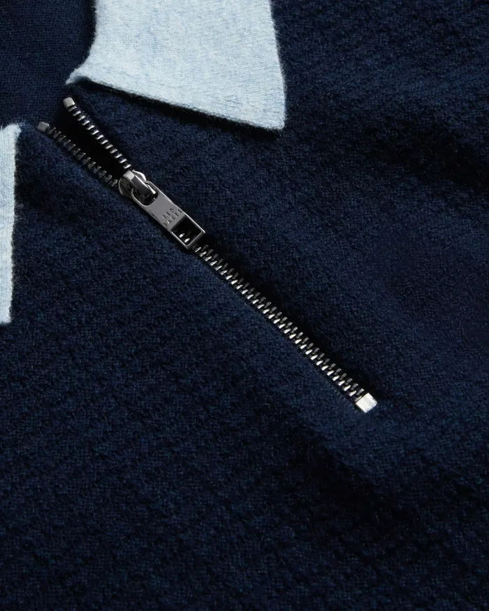 Men ARWIK 8211 Textured Knit Contrast Collar Polo Navy Ted Baker Jumpers and Knitwear