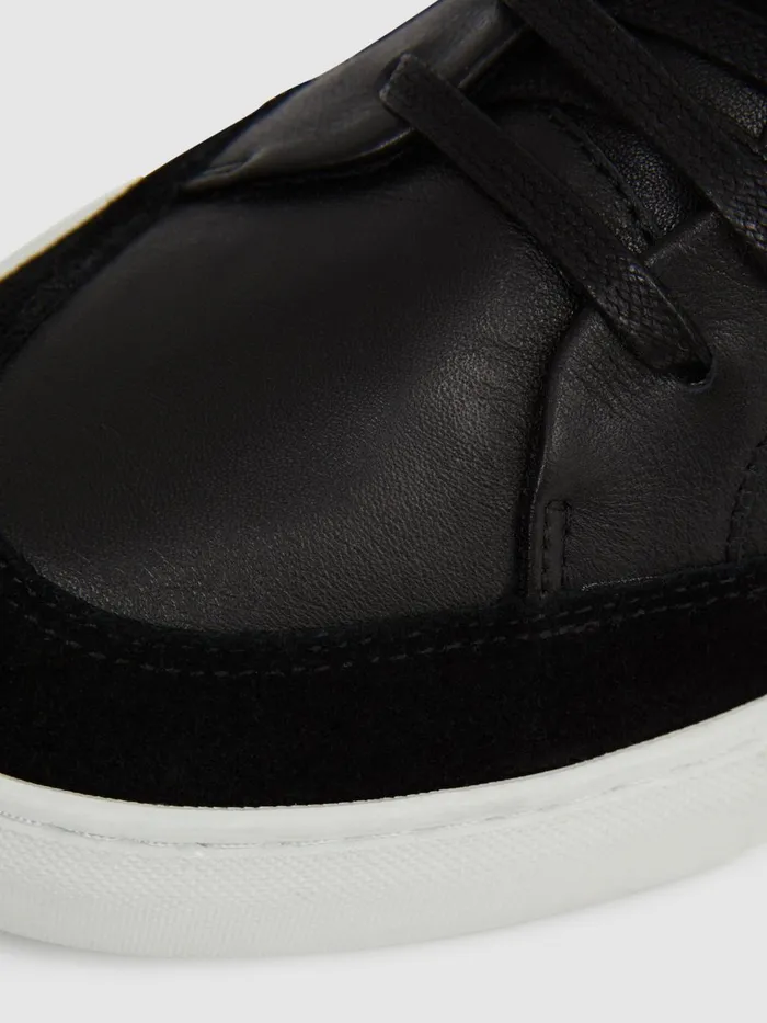 Men Ashley Leather Trainers Black Reiss Trainers