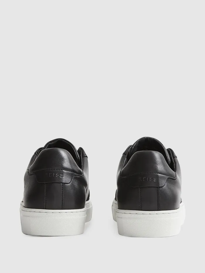 Men Ashley Leather Trainers Black Reiss Trainers