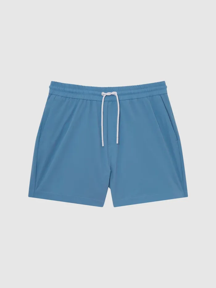 Men Beach Plain Drawstring Swim Shorts Dark Sage Reiss Swimwear