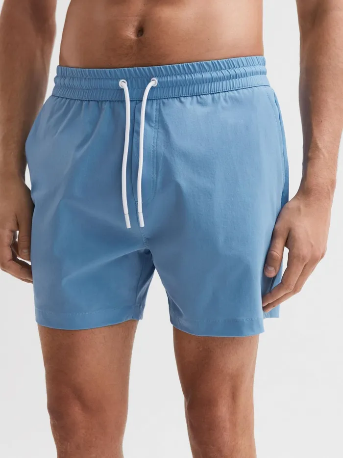 Men Beach Plain Drawstring Swim Shorts Dark Sage Reiss Swimwear