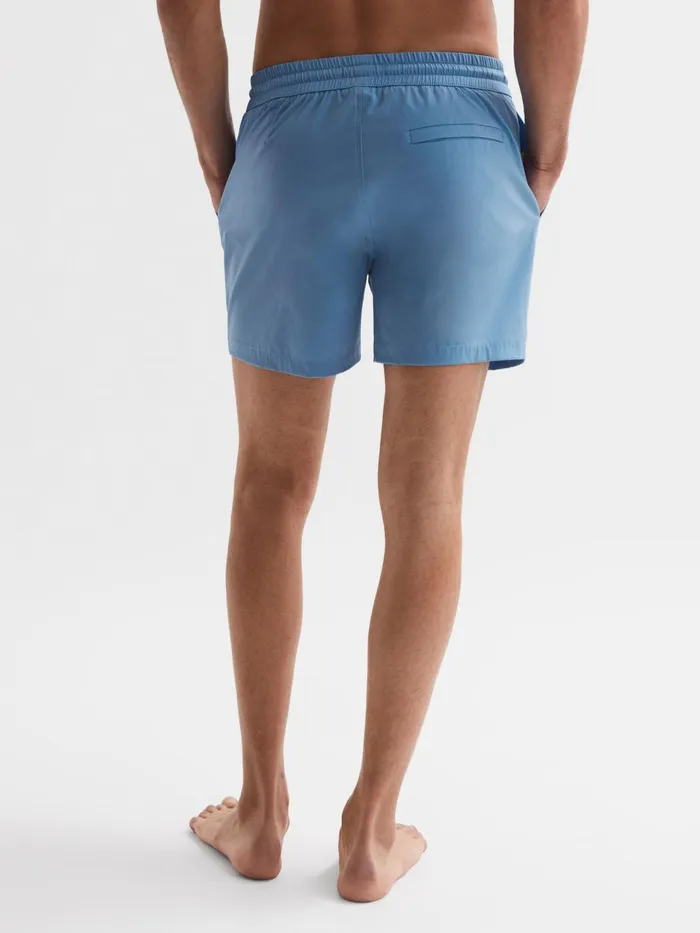 Men Beach Plain Drawstring Swim Shorts Dark Sage Reiss Swimwear