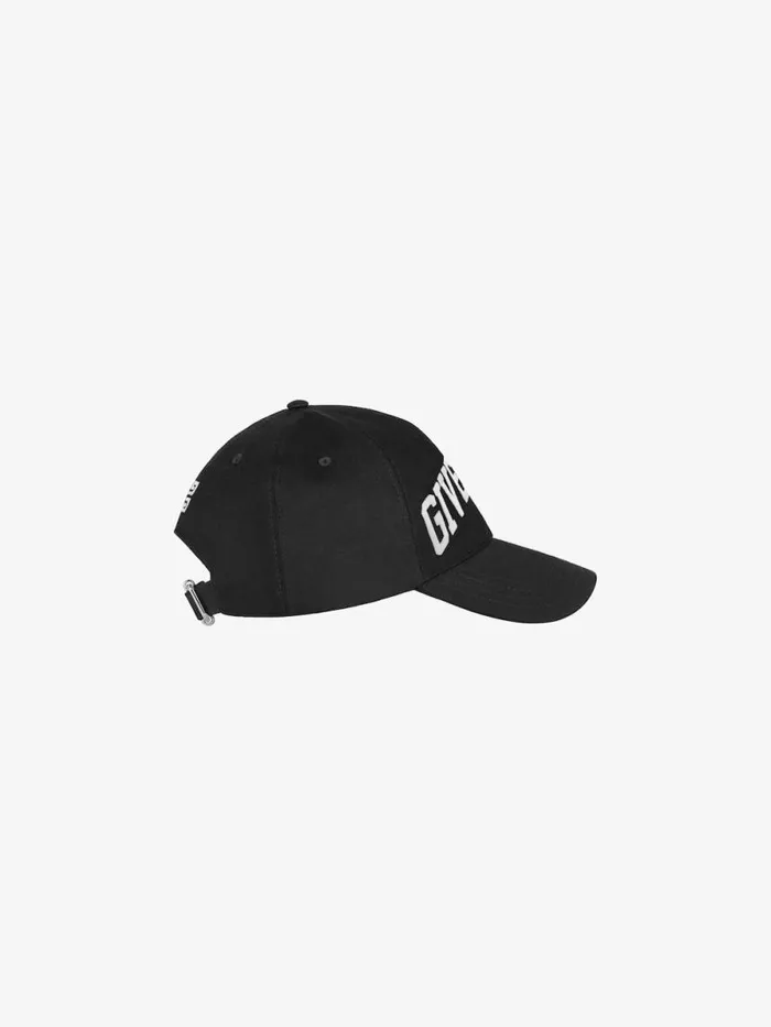 Men Beanies and Caps Givenchy GIVENCHY College Embroidered Cap In Cotton Black