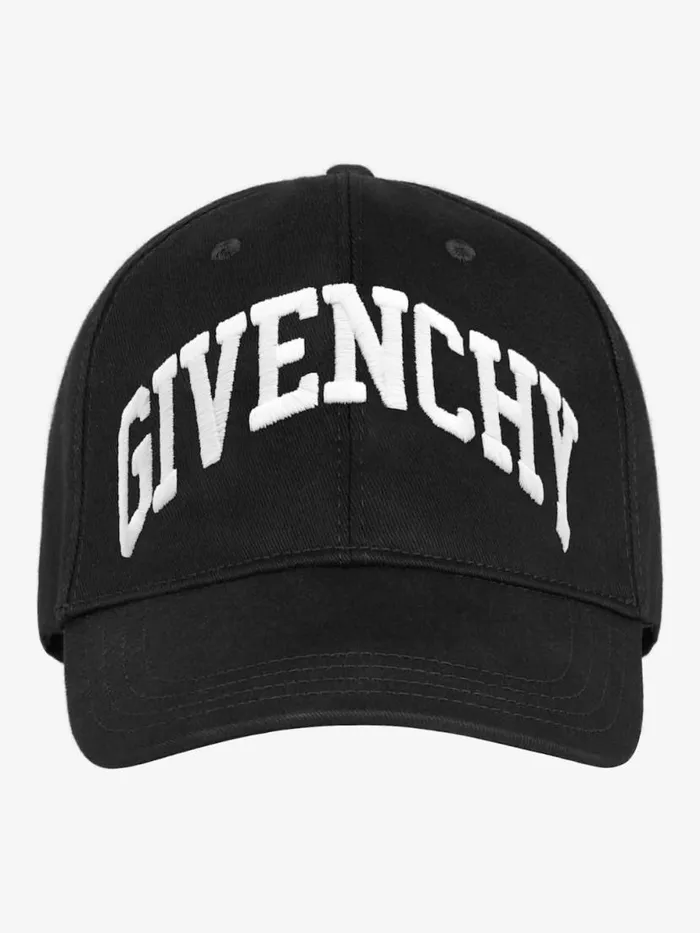 Men Beanies and Caps Givenchy GIVENCHY College Embroidered Cap In Cotton Black