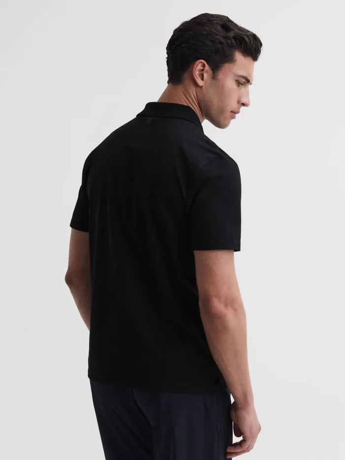 Men Belfry Mercerised Egyptian Cotton Polo Shirt Black Reiss Polo Shirts