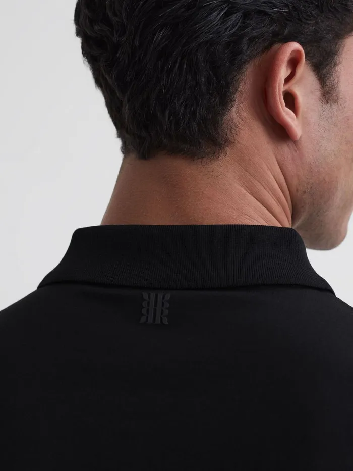 Men Belfry Mercerised Egyptian Cotton Polo Shirt Black Reiss Polo Shirts